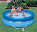 Above ground swimming pool for water storage. Intex