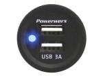 Ham In The Box - Powerwerx Panel Mount Dual USB Socket 3 Amp Device Charger.
