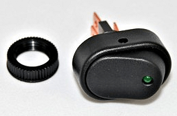 KC HiLiTES Oval Rocker Switch with Green LED Indicator 30 Amp - Black - KC #3116