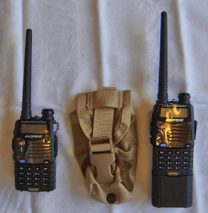 UV-5RA with regular/standard battery (L) and the option 3800mAh (R). 