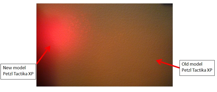 Petzl Tactika XP red lens comparison